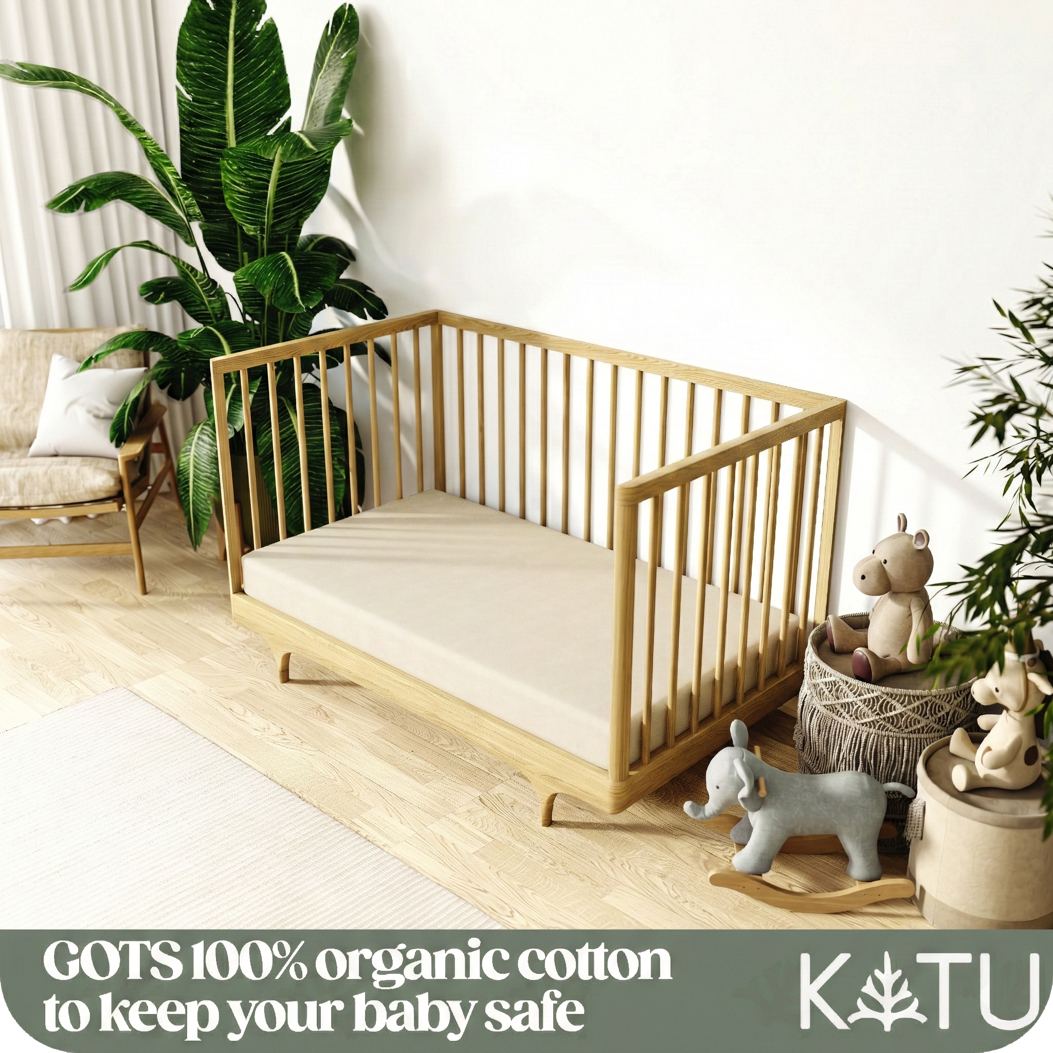 Organic Crib Mattress Waterproof Protector (Natural)